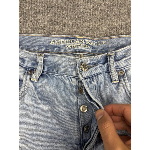 American Eagle Jeans Womens 10 Regular Light Wash Hi-Rise Girlfriend Distressed - Picture 2 of 9
